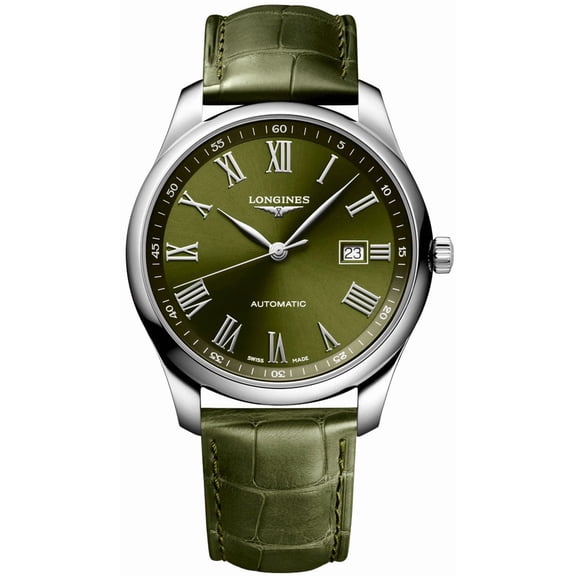 Longines Master Collection Automatic 42mm Green Dial Leather Strap Men's Watch L2.893.4.09.2