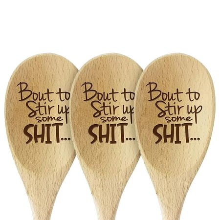 

Clearance！ Jiusan Tea Spoon Ice Cream Spoons 2023 Funny Spoons Bout To Stir Up Some Engraved Funny Wooden Spoon Funny Housewarming Gift Basket Ideas Prank