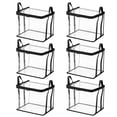 thumbnail image 2 of Large Clear Thick Plastic Storage Box with Hinged Lid, Stackable Collapsible Organizer Container for Books Files Magazines, Heavy Duty Book Storage Bin for Bedroom Office Dorm(Black，Medium,6PCS), 2 of 9