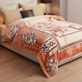 thumbnail image 7 of WOOW DEPOT Twin Full Heavy Fleece Bed Blanket 1 PCS, 6.61 lbs 70.8" x 86.6", Reversible Thick Floral Print Soft Warm Mink Blanket Elegant, Apricot Blossom, 7 of 7