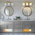 thumbnail image 5 of Bathroom Light Fixtures, Bathroom Lighting Fixtures Over Mirror, Interior Classic Vanity Lights, Modern Vanity Light with Textured White Glass Shade, Brushed Gold, 3-Light, 5 of 9