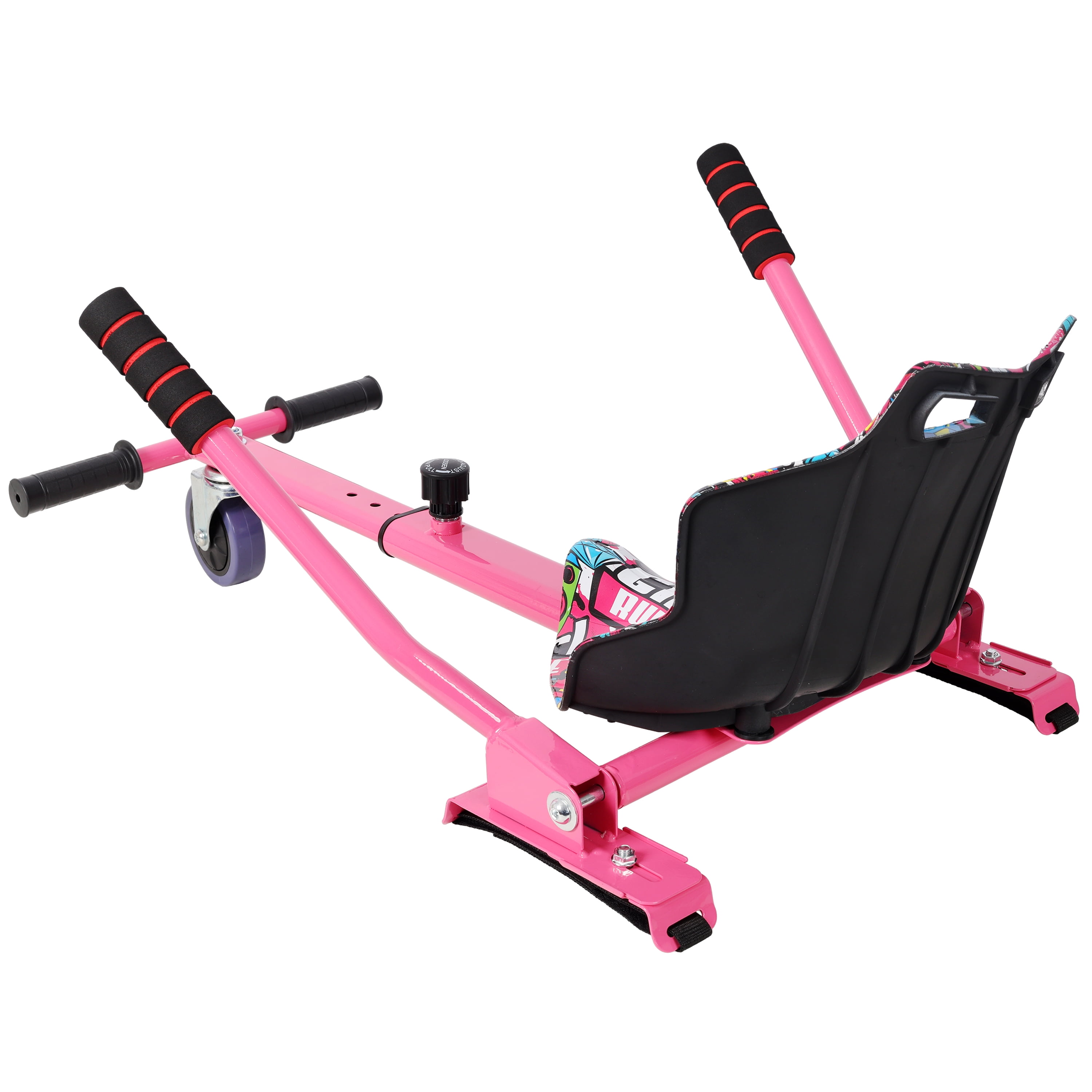 Hoverboard Seat Attachment Go-Kart, Fits 6.5" 8"10" Hoverboards, Sturdy Adjustable Off-Road Frame, Hover Cart for Family Fun, Not Include Hoverboard, Pink