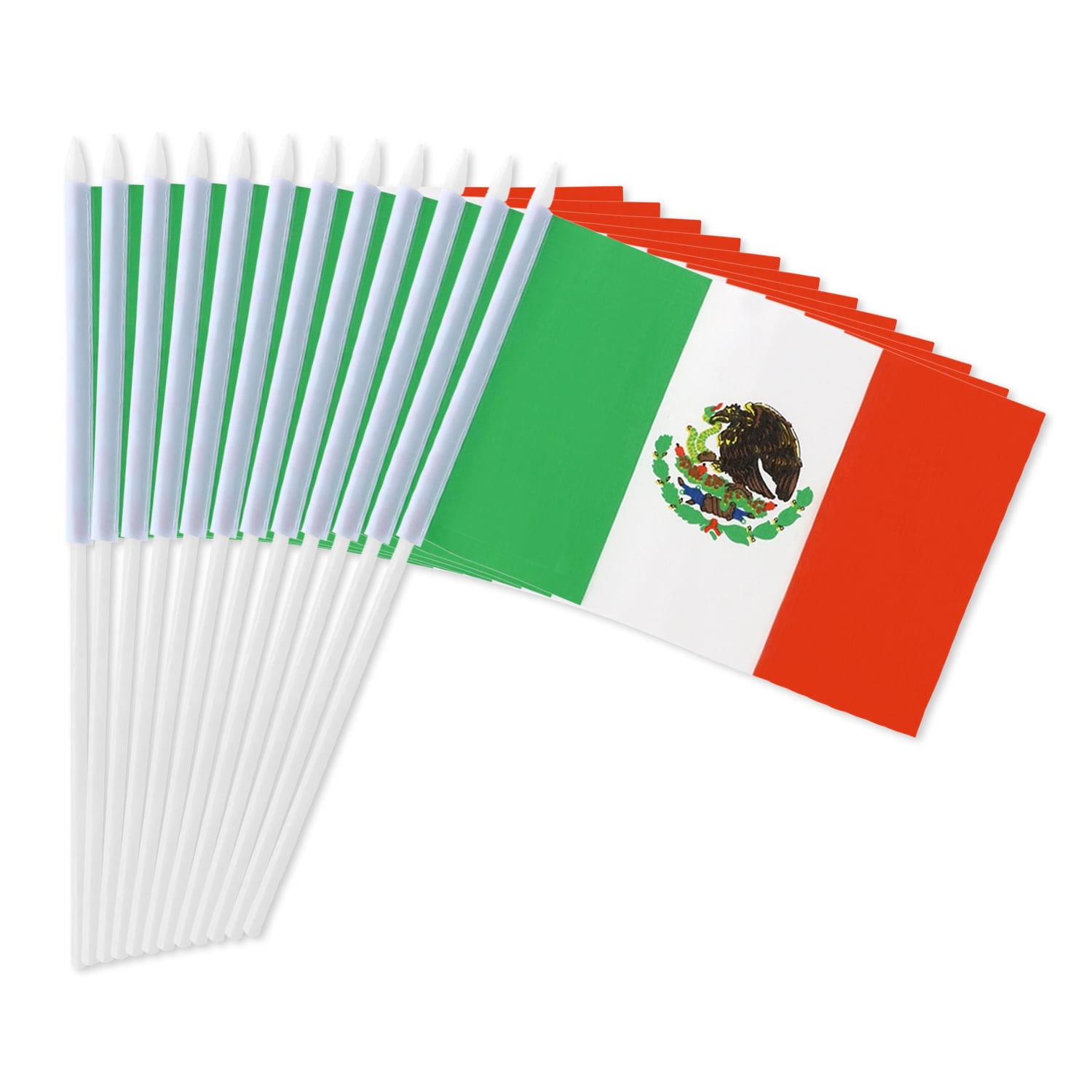 Anley Mexico Mini Flag 12 Pack - Hand Held Small Miniature Mexican