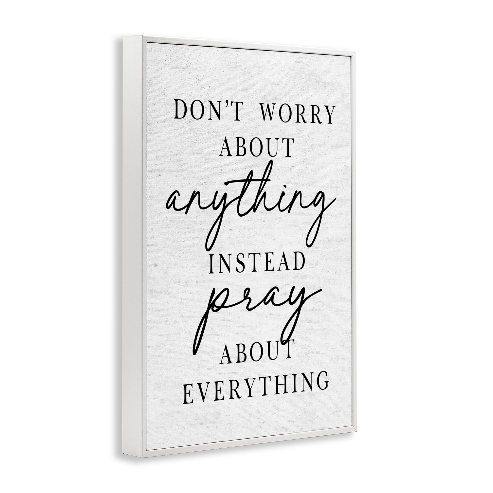 Pray Instead Of Worry White Framed Giclee Art, design by Lettered and Lined