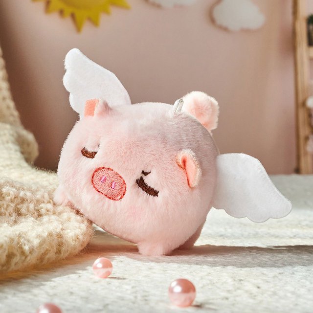 Chat Rouge en Filet à Queue Remuante Petit Cochon Volant Corde à Tirer panda Jouet en Peluche Pendentif Poupée Chiot kapibala DMH