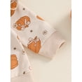 thumbnail image 6 of Musuos Toddler Boy Girl Halloween Outfit 0-3 Years Pumpkin Print Long Sleeve Sweatshirt with Elastic Waist Pants Set, 6 of 9