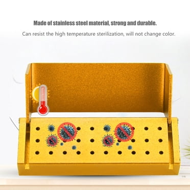 EustomA 16-Hole Dental Bur Holder Case - High Temperature Autoclavable Aluminum Storage Box, 3-Pack