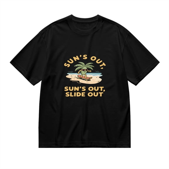 SUNS OUT SLIDE OUT,Coconut On Skateboard Print, Vintage T Shirt, Cotton T-Shirt for Men, 23666265,S