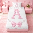 thumbnail image 3 of meiyoeat Bow Letter Print A Twin Sheets For Girls,Girly Pink Bowknot Bedding For Kids,3pcs, 3 of 6