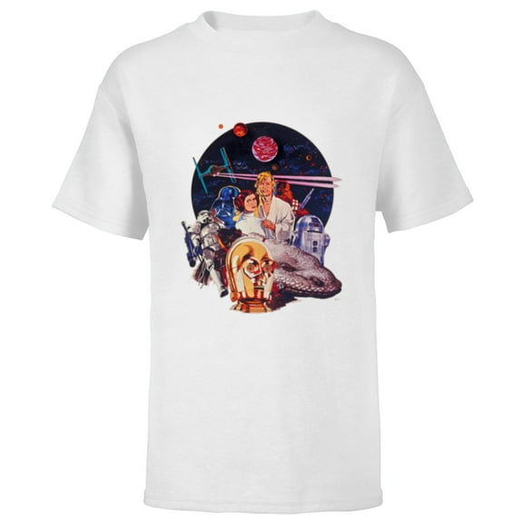 Star Wars Episode IV: A New Hope Vintage Movie Art - Short Sleeve T-Shirt for Kids - Customized-White