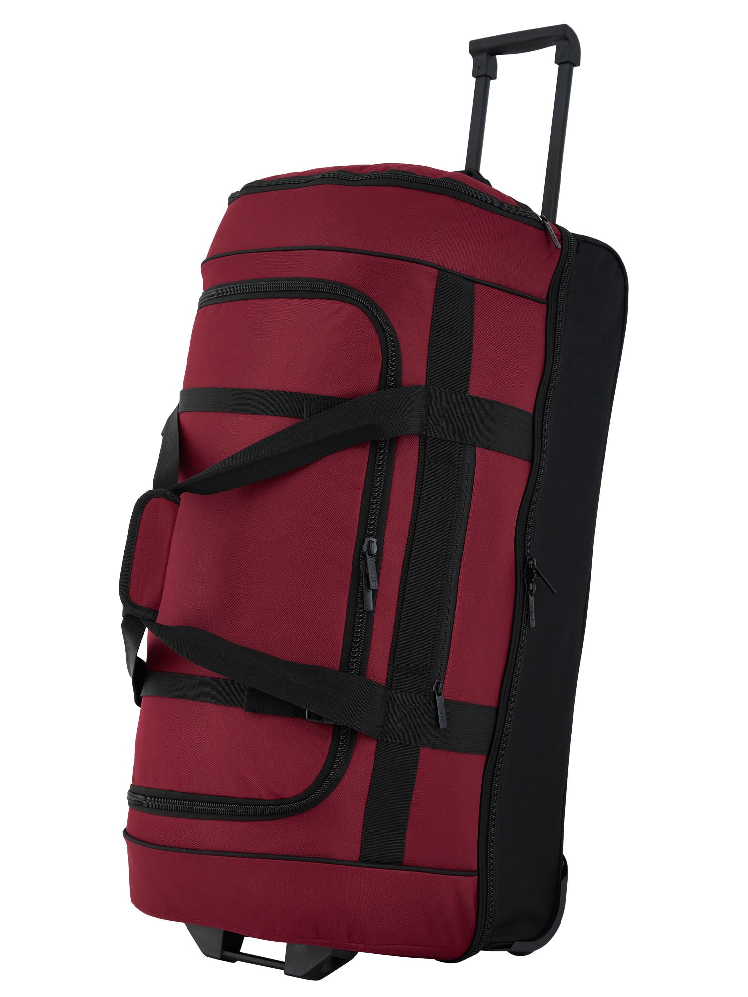 Protege Everyday Journey Large 30-inch Drop-Bottom Rolling Duffel, Red