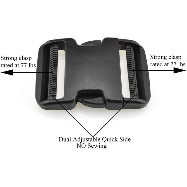  Buckle 1 Wide Inside, Quick Side Release Buckle for 1  inch/25mm Webbing Straps, Heavy Duty Plastic Buckles Dual Adjustable No  Sewing Clips for Boat Cover Luggage Strap Pet Collar Backpack Replacement