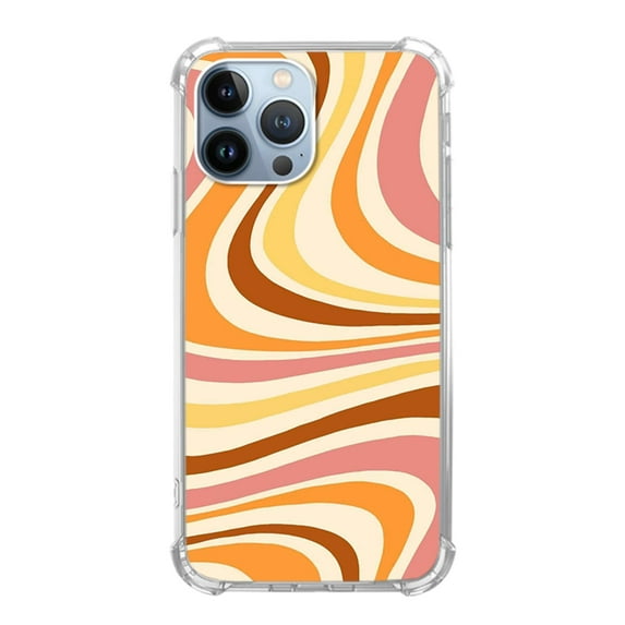 Orange Swirl Case for iPhone 12 Pro,Aesthetic Art Design Pattern TPU Shock-proof Cover Case
