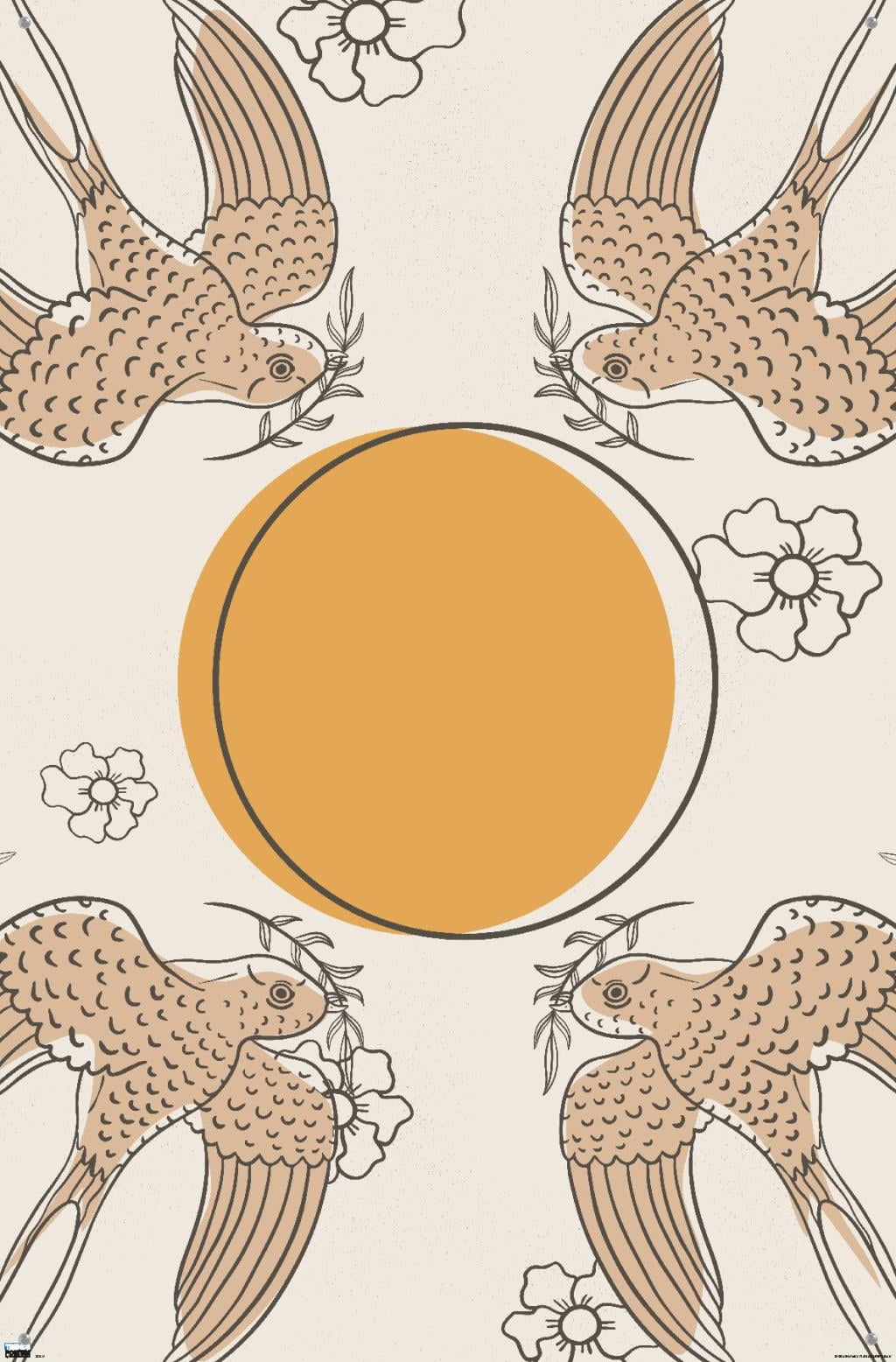 Birds Fly To The Sun Wall Poster with Pushpins, 22.375" x 34"