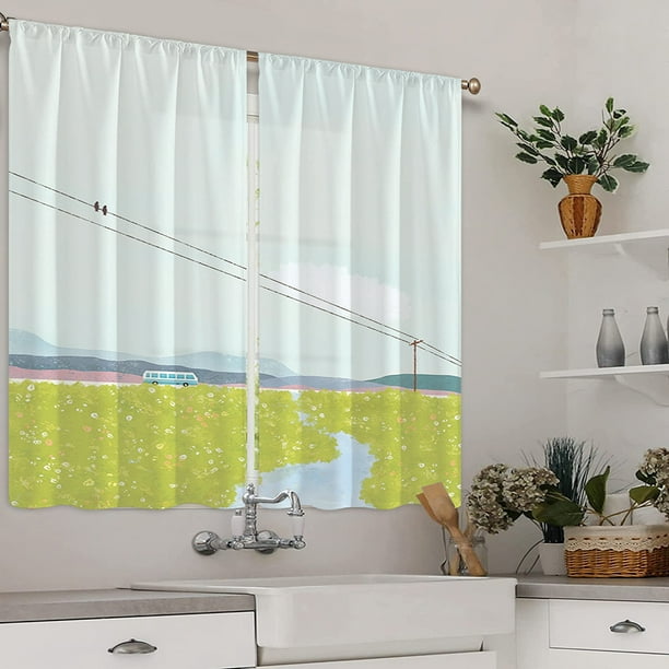 Goory 2Pcs Luxe Curtains Traitements Paysage Rideaux Lumière
