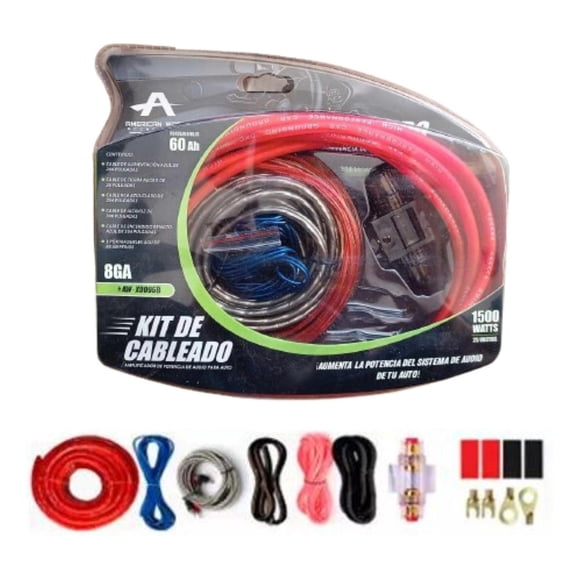 Kit Instalación Cable Rca Amplificador Audio Auto 8ga rojo