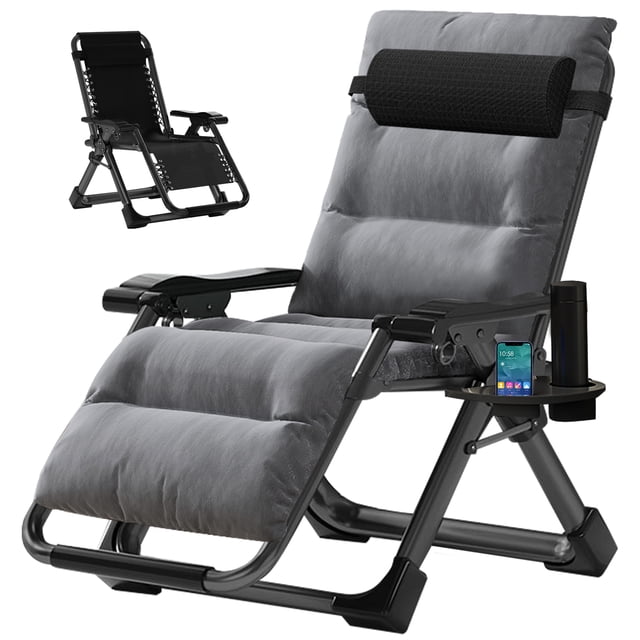 FICISOG Zero Gravity Chair with Removable Cushion & Cup Holder, Suitable For Indoor & Outdoor Use