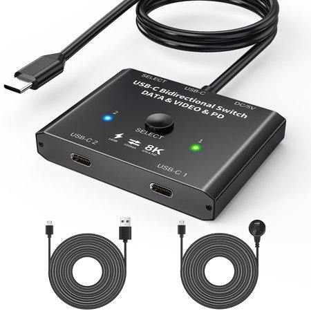 2-way Data Video Switcher 2 In 1 Out / 1 In 2 Out 100w Usb C Switcher ...