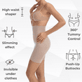 thumbnail image 6 of Farmacell Women's High-Waisted Mid-Thigh Shorts, with Flat Tummy and Push-up Effect, Made in Italy, Nude, S, Cod. 602, 6 of 10