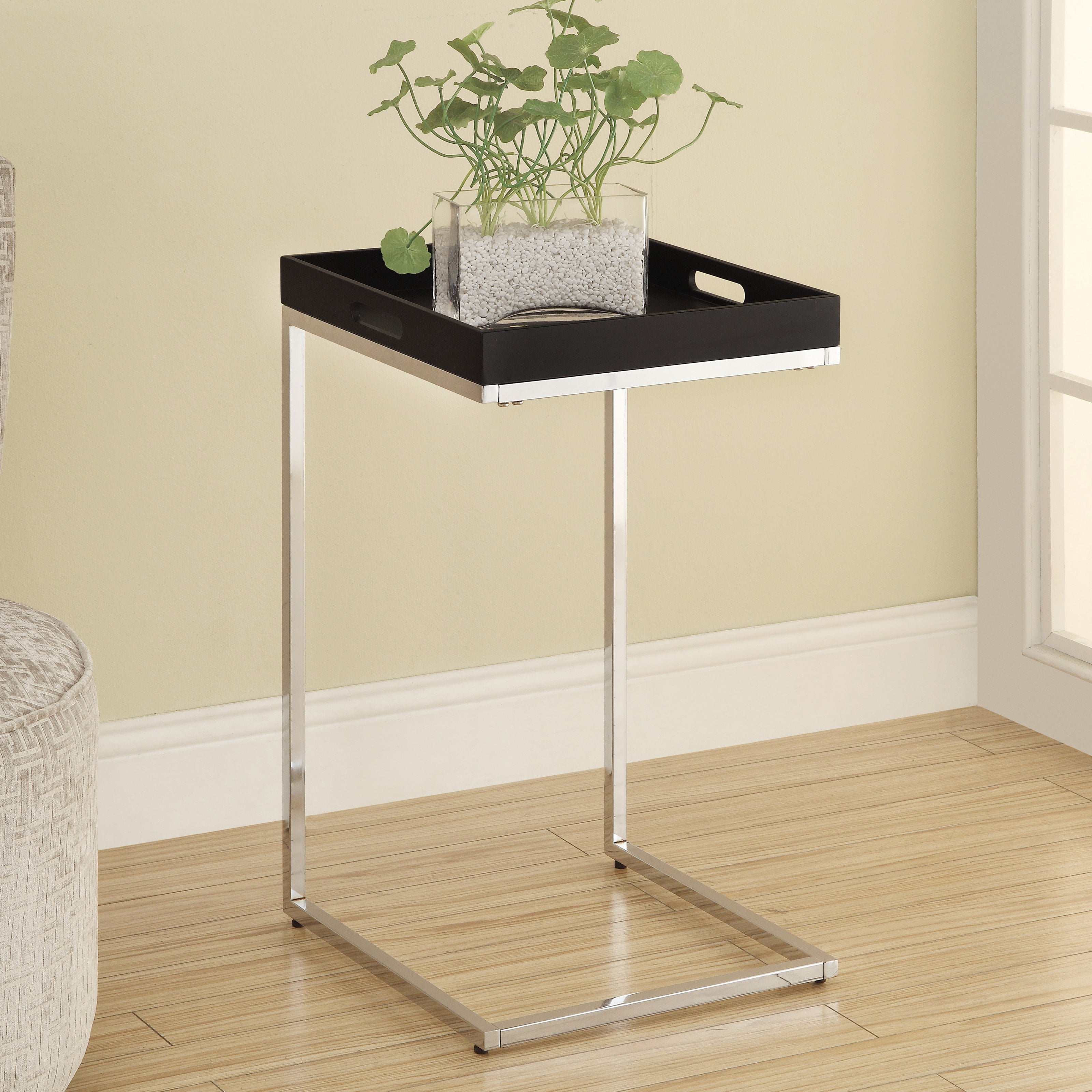 Monarch I 3036 Metal Accent Table with Serving Tray Cappuccino
