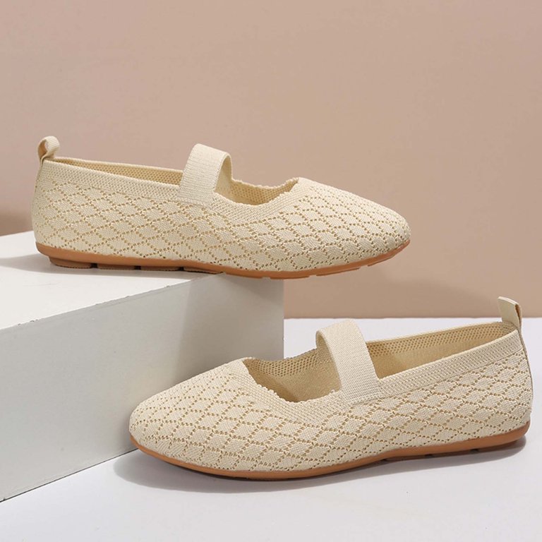 beige dress flats FAKKDUK Women's Pointed Toe Dress Flats Comfort Slip On Ballet Flat Shoes Clearance Female Solid Color Round-Toe Flats Shoes Lightweight Soft Sneakers
