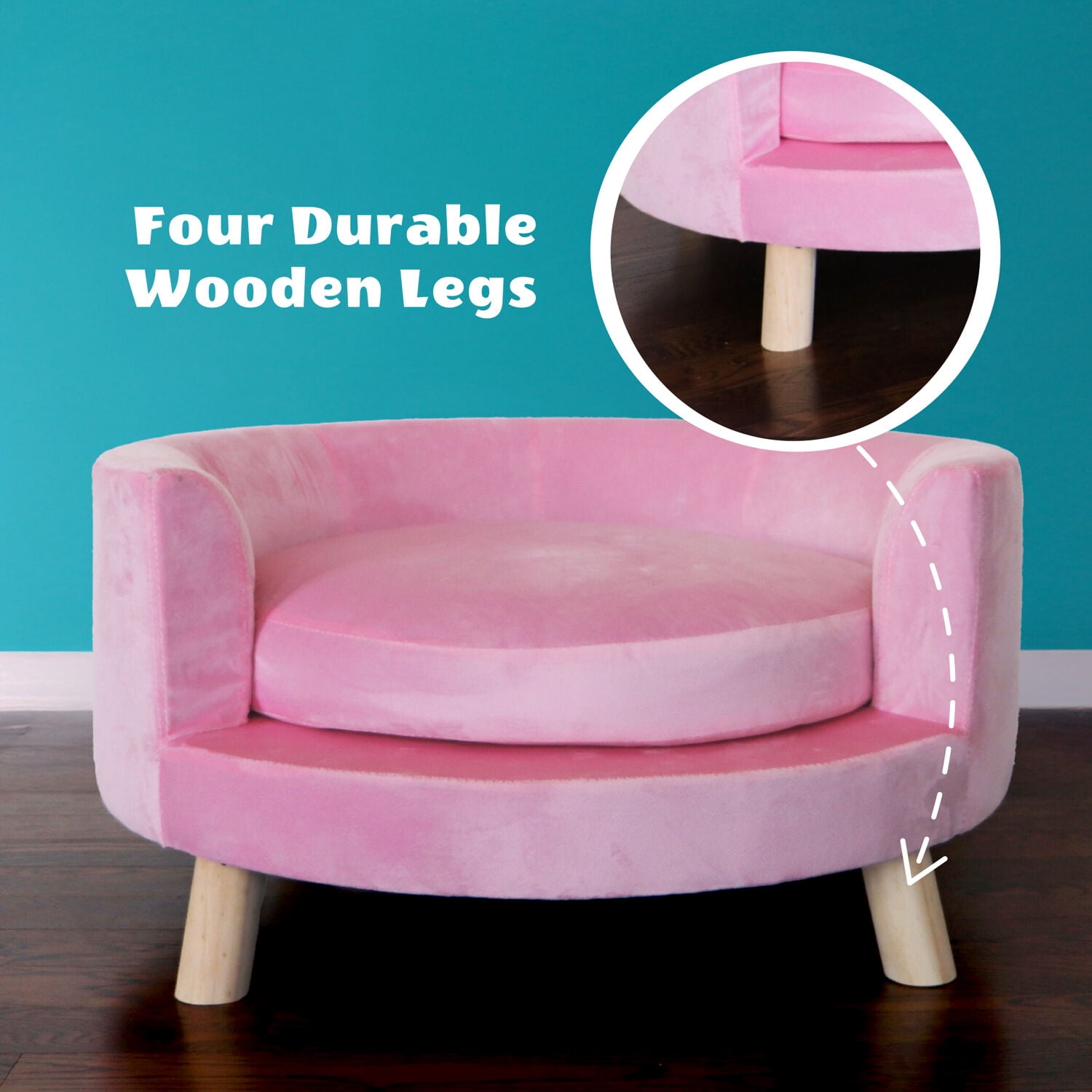 Critter Sitters 28-In. Elegant Pink Faux-Velvet Circular Pet Bed for Small to Medium-Sized Dogs and Cats