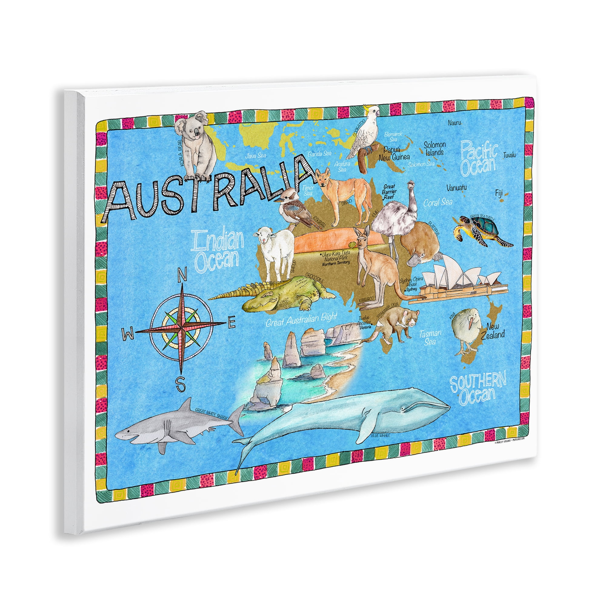 Stupell Industries Australia Animal Map Travel & Places Painting Unframed Art Print Wall Art, 14 x 11