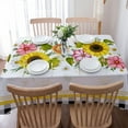 thumbnail image 5 of Rectangle Tablecloth Waterproof for Kitchen, Summer Rustic Sunflowers Floral Black Plaid Polyester Wrinkle Textured Tablecloths, Indoor/Outdoor Decor Desktop Protectors Tablecloths, 60"x120", 5 of 6