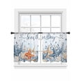 thumbnail image 7 of Blue Starfish Coastal Sheer Curtains 45 Inch Length 2 Panels Set, Nautical Shell Coral Botanical Ocean Voile Window Treatment Rod Pocket Small Kitchen Curtains Drapes for Bedroom 52"x45"x2, 7 of 7