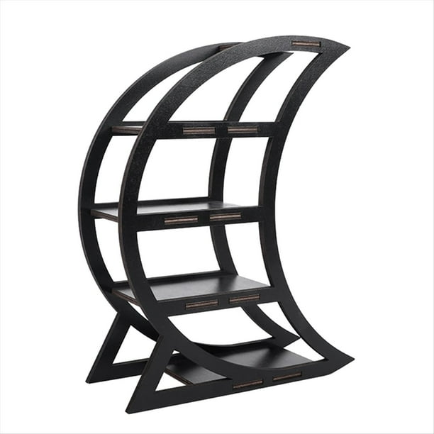 Estante de Exhibición de Cristal de Madera, Soporte de Cristal para Piedras y Aceites Esenciales, Estantes Decorativos de Negra para Mesa