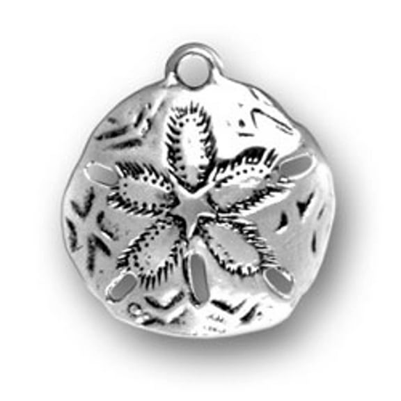 Sterling Silver 16" .8mm Box Chain 3D Sand Dollar Pendant Necklace