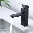 thumbnail image 2 of Grifo de baño negro mate, manija única de acero inoxidable con cartucho de cerámica, superficie a prueba de óxido para una apariencia de baño lujosa, 2 of 5
