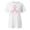thumbnail image 4 of Lroveb Breast Cancer Awareness Shirts for Women Plus Size Elegant Casual Printed Short Sleeve V Neck T Shirt Tops Pink Ribbon Graphic Tees Rose Gold, 4 of 5