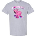 thumbnail image 3 of Inktastic I Love Hippos with Pink Hippo and Flowers T-Shirt, 3 of 5