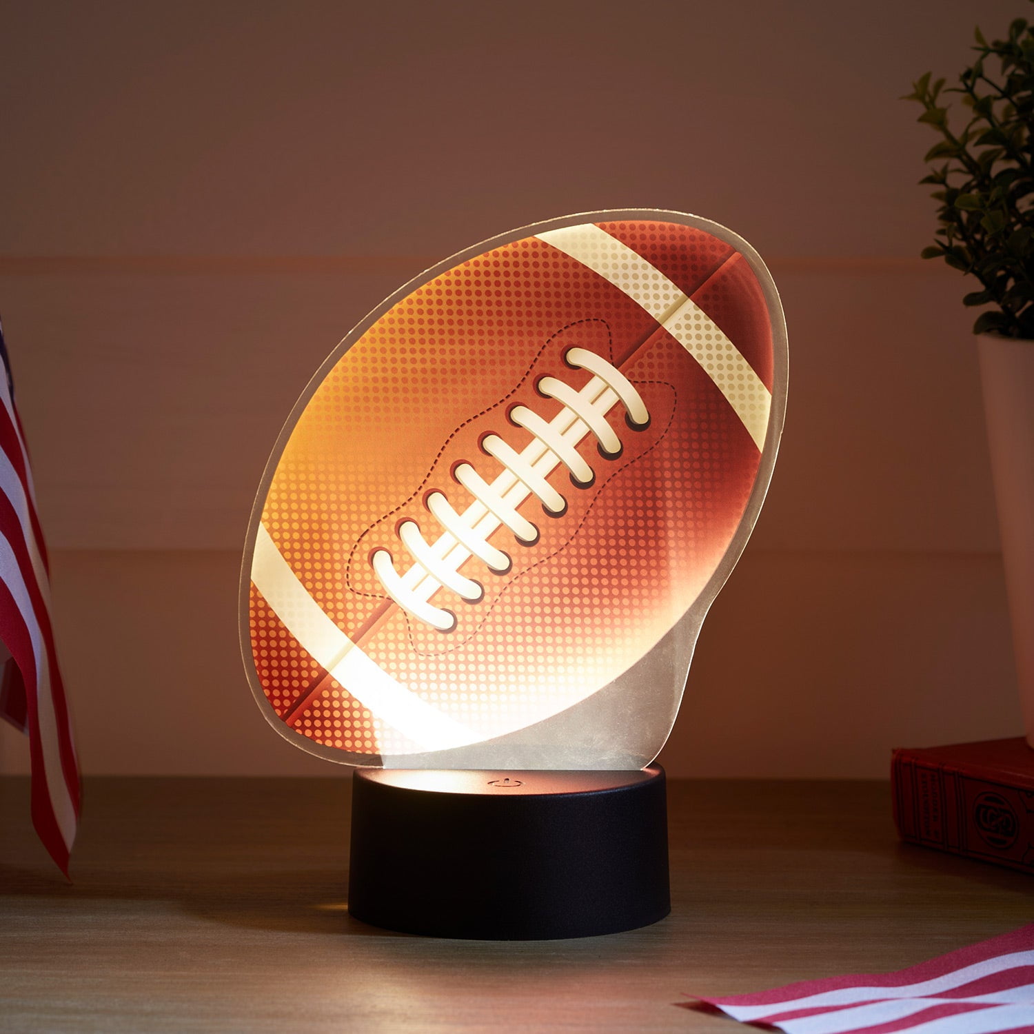 Lights4fun, Inc. Basketball & American Football Battery Operated LED Bedroom Table Night Light