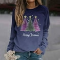 thumbnail image 2 of asdoklhq Christmas Christmas Tops for Women Christmas Gradient Print Loose Casual Long Sleeve Round Neck Hoodless Straight Shoulder Sweatshirt Hoodless Sweatshirt Blue XL, 2 of 5