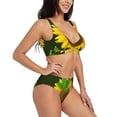 thumbnail image 2 of Kdxio Sunflower3 Print Women's 2 Piece High Waisted Wrap Spaghetti Strap Summer Swimsuit Bikini Set-Large, 2 of 7