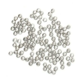 DIY Metal Crimp Beads Pack, 100 Pc, Silver Finish