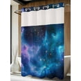 thumbnail image 2 of No Hook Shower Curtain with Snap-in Liner, Starry Sky Waterproof Fabric Bathroom Curtains, Modern Rustic Blue Purple Ombre Star Night Bath Curtains & Mesh Top Window Stand Up Stall Stall 48"x72", 2 of 9