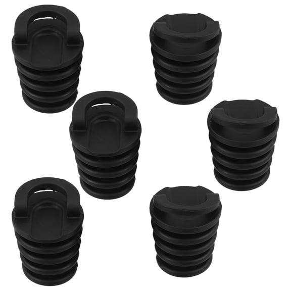 TEHAUX 6Pcs Rubber Scupper Plugs for Kayaks and Boats Push in Drain Stoppers with Pull Ring Black