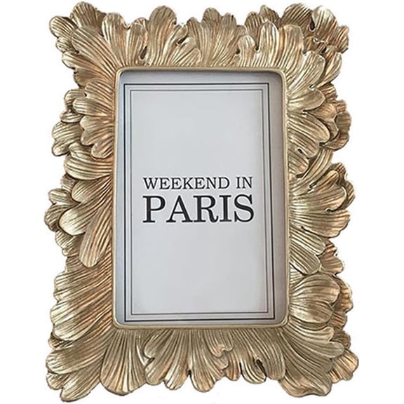 ABCISI Vintage 5x7 Picture Frame Antique Photo Frame, Table Top Display and Wall Hanging, Retro Home Decor, Ornate Photo Gallery Art (Pale Gold)