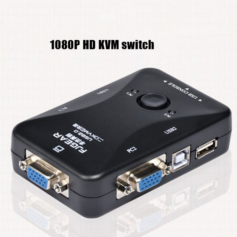 2 Port USB VGA KVM Switch Box Splitter Adapter For PC Keyboard Mice Monitor US 