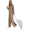 thumbnail image 2 of Women 2 Piece Outfits Airport Travel Vacation Sweatsuits Wide Leg Pants Lounge Set 2025 Fashion Clothes, 2 of 10