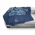 thumbnail image 3 of Blue Soft Flannel Fleece Blanket, April Showers Bring May Flowers with an Umbrella Hand-Drawn Calligraphy, Cozy Plush for Indoor and Outdoor Use, 50" x 60", Blue Pale Blue and White, by Ambesonne, 3 of 6