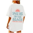 thumbnail image 2 of Women T Shirt Beach Oversized Graphic Tees Baggy Shirts Summer Tops Summer Tops for Women White L, 2 of 6