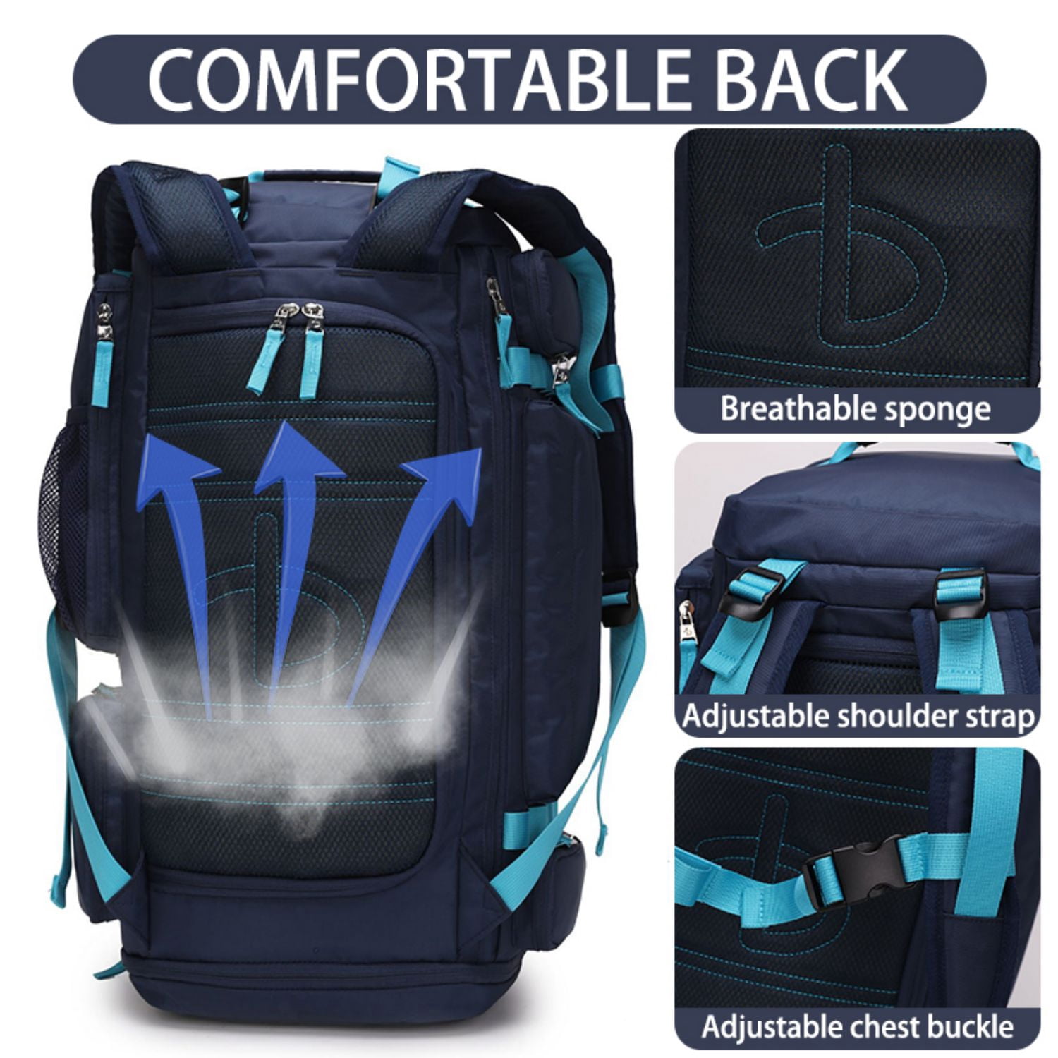 BE SMART Adult 50L Waterproof Heavy Duty Sports Duffel Bag, Blue, 1-Piece