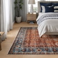 thumbnail image 2 of Bloom Rugs Washable Non-Slip 5' x 7' Rug - Orange/Teal Blue Traditional Bordered Area Rug for Living Room, Bedroom, Dining Room, and Kitchen - Exact size: 5' x 7', 2 of 8