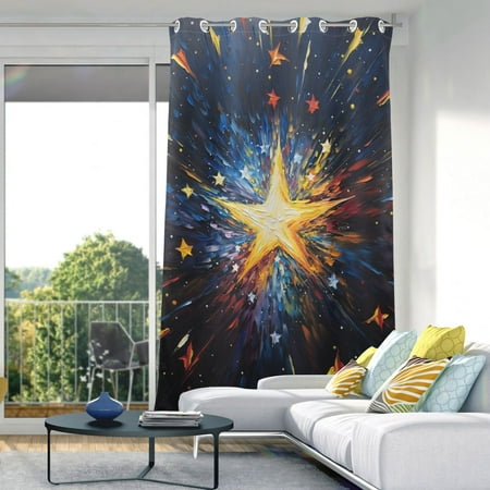 Stars Starry Sky Blackout Curtain Panels Drapes Privacy Assured with Light Filtering Curtains for Living room Bedroom Bathroom Window