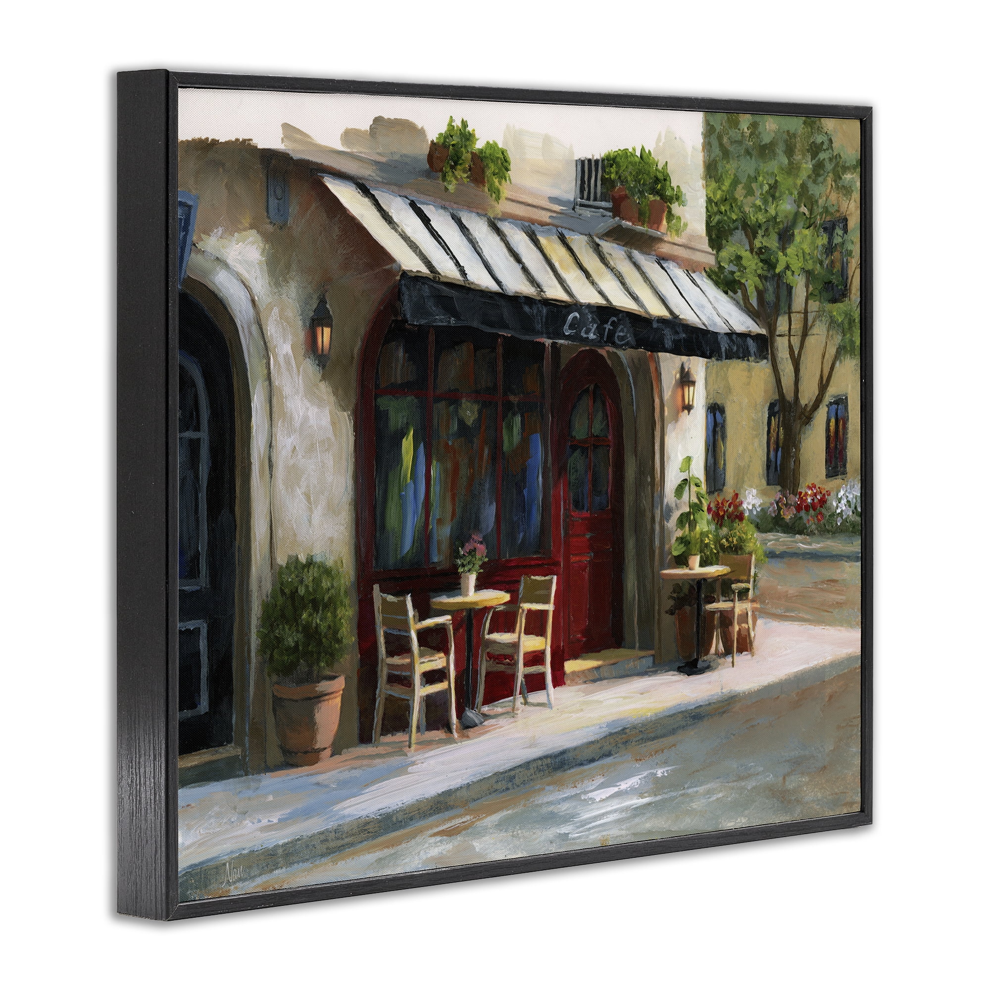 Stupell Industries Charming Sidewalk Cafe Tables Black Framed Giclee Art, design by Nan