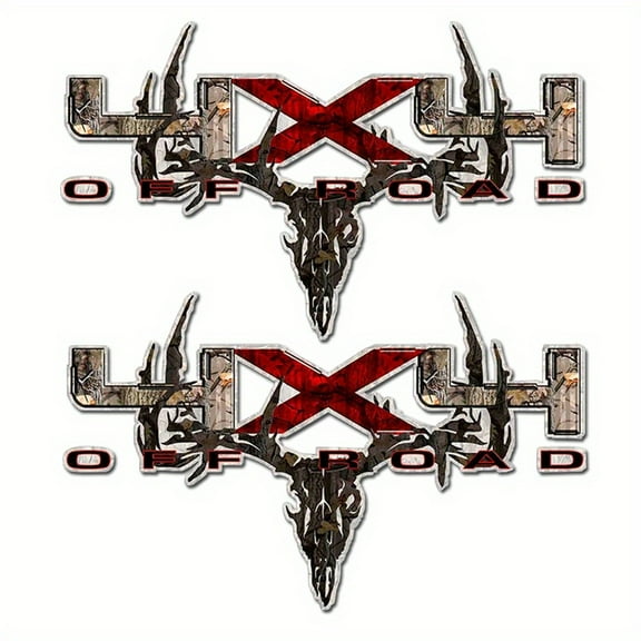 x2 Camouflage 4x4 Truck Decal Archery Deer Hunting Skull Sticker Set Truck Pick up Bed Sticker Window Decals